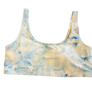 Blue and White Star Print Swim Top